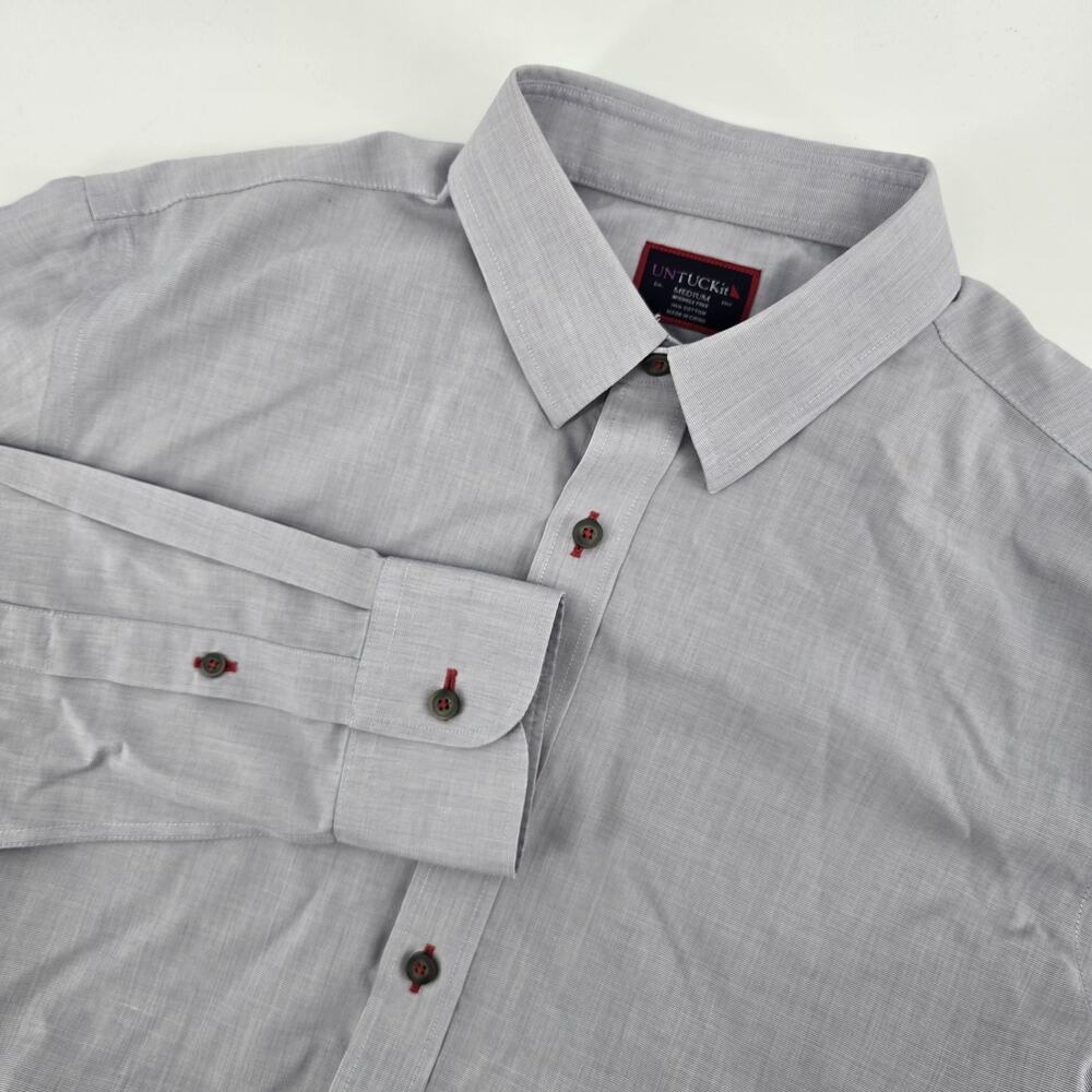 UNTUCKit Shirt Mens Medium Gray Wrinkle Free Button Front Rubican WF